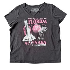 Torrid NASA Classic Fit Cotton Notch Tee Gray Vintage Black size 1X NWT Graphic